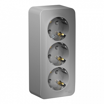 Розетка трехместная BLANCA, открытый монтаж, с заземлением, алюминий BLNRA010313 Schneider Electric