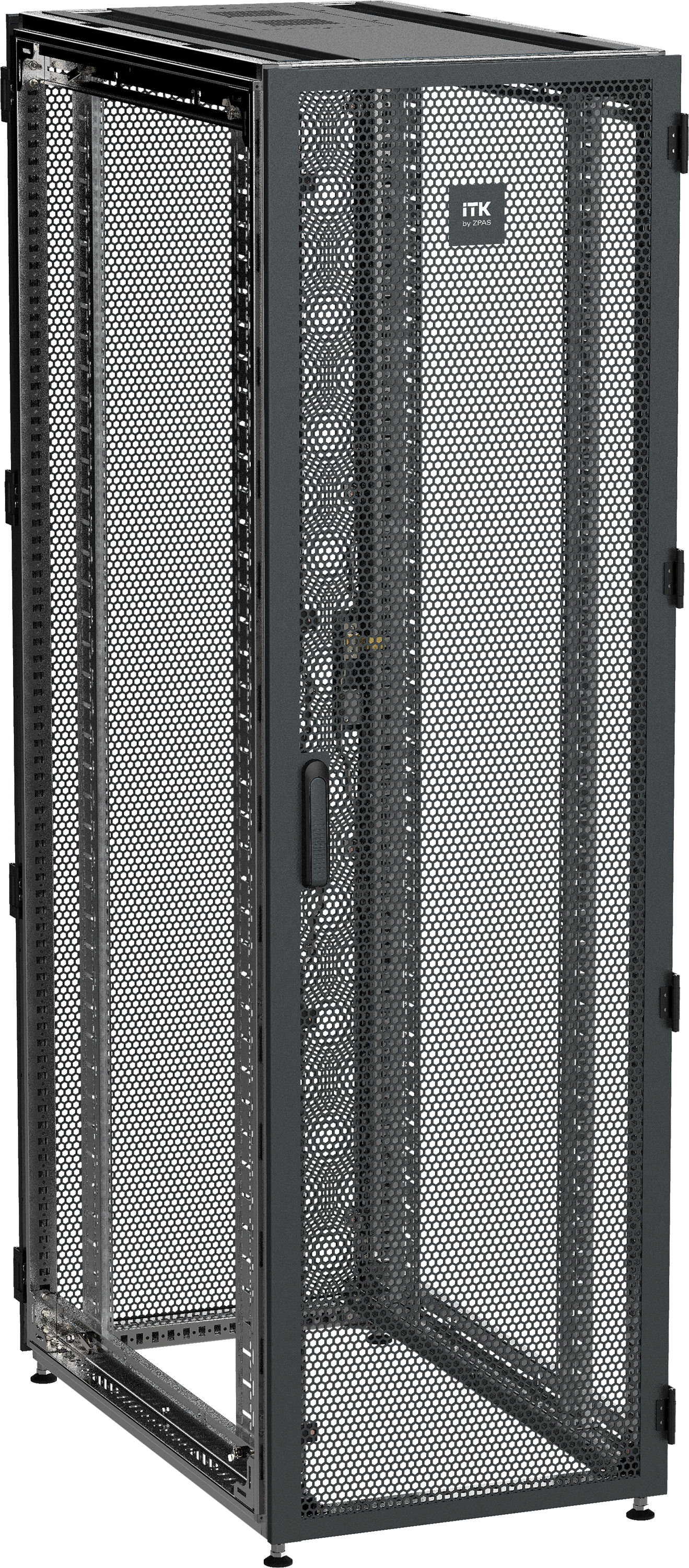 ITK by ZPAS Шкаф серверный 19" 47U 600х1000мм одностворчатые перфорированные двери черный РФ ZP05-47U-0610-PP-R IEK