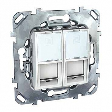 Розетка компьютерная 2xRJ45 Cat.5 UNICA, белый MGU5.2020.18ZD Schneider Electric