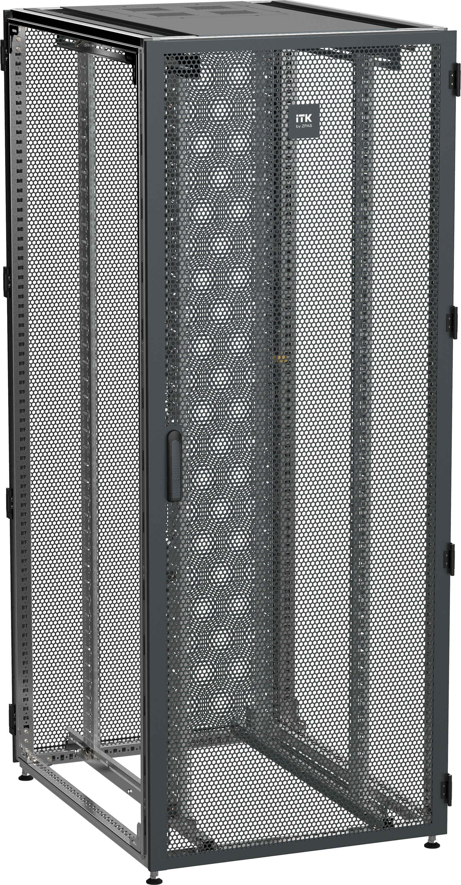 ITK by ZPAS Шкаф серверный 19" 45U 800х1200мм одностворчатые перфорированные двери черный РФ ZP05-45U-0812-PP-R IEK