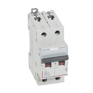Выключатель автоматический двухполюсный DX3 6000 63А B 10кА 407515 Legrand