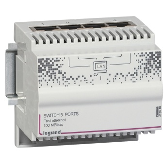 Свитч 10/100Mb 4 выхода RJ45. Размер: 4DIN 413010 Legrand