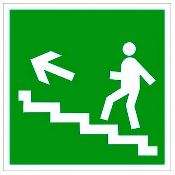 Знак безопасности BL-2010B.E16 Напрю к эвакуац. выходу по лестнице вверх (лев) a15040 белый Свет