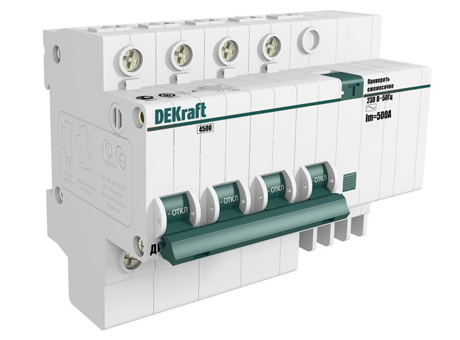Дифференциальный автоматический выключатель ДИФ101 4 полюса, 50А, Тип AC, х-ка C, 100мА 15034DEK DEKraft