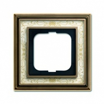 Рамка 1 пост ДИНАСТИЯ, античная латунь/белая роспись 1754-0-4590 ABB