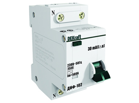 Дифференциальный автоматический выключатель ДИФ102 1 полюс + N, 20А, Тип AC, х-ка C, 30мА 16004DEK DEKraft