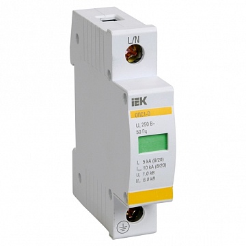 Ограничитель импульсных перенапряжений ОПС1-B 1Р In=30kA Un=400B Im=60kA код. MOP20-1-B IEK
