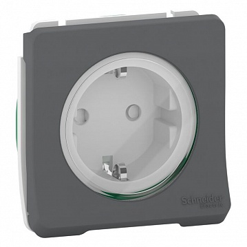 Розетка MUREVA STYL, скрытый монтаж, с заземлением, со шторками, антрацит MUR36134 Schneider Electric