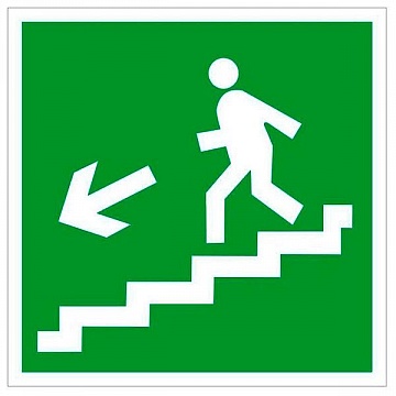 Знак безопасности BL-1515.E14 Напр. к эвакуац. выходу по лестн. вниз (лев.) a14604 белый Свет