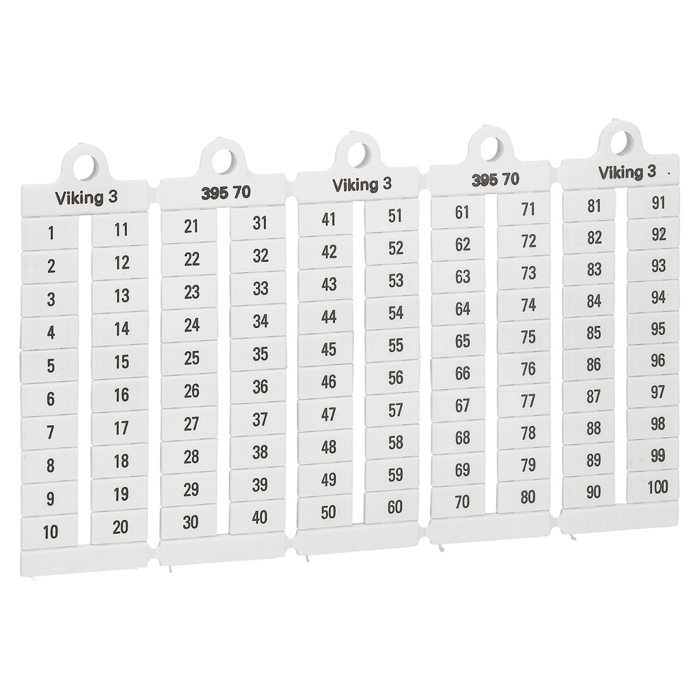 Листы с этикетками для клеммных блоков Viking 3 - вертикальный формат - шаг 6 мм - цифры от 1 до 100 039570 Legrand