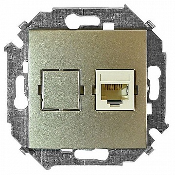 Розетка компьютерная 1xRJ45 Cat.5 15, шампань 1591598-034 Simon