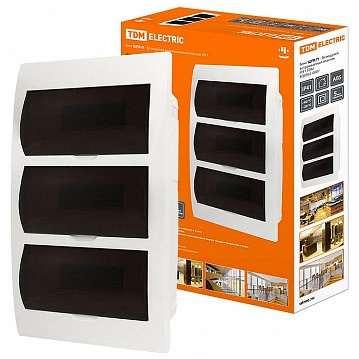 Распределительный шкаф ЩРв 36 мод., IP40, встраиваемый, пластик, черная дверь, с клеммами SQ0902-0007 TDM