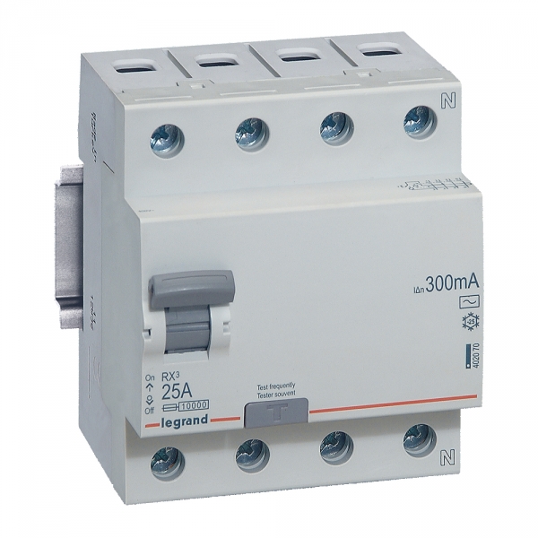 Выключатель дифференциальный (УЗО) RX3 4п 25А 300мА тип AC 402070 Legrand