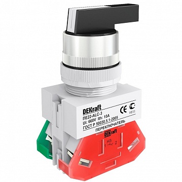 Селекторный переключатель ПЕ-22, 3 позиции, 10А 25146DEK DEKraft