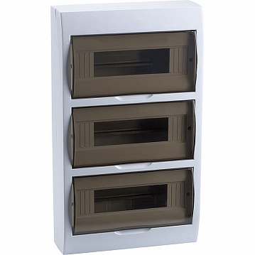 Распределительный шкаф Боксы, 36 мод., IP40, навесной, пластик, прозрачная черная дверь 149409 КЭАЗ