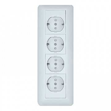 Розетка четырехместная ПРИМА, открытый монтаж, с заземлением, со шторками, белый RA16-411M-B Schneider Electric