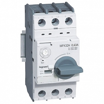 Силовой автомат для защиты электродвигателя MPX? 0.63А 3P 417323 Legrand