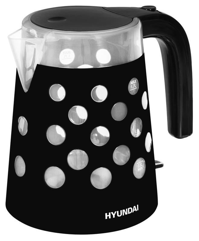 Чайник HYK-G2012 1.7л. 2200Вт (пластик) черн./прозр. 1433126 HYUNDAI