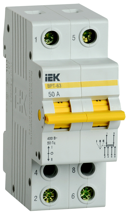 Выключатель-разъединитель трехпозиционный ВРТ-63 2P 50А MPR10-2-050 IEK