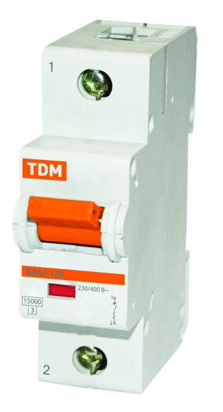 Выключатель автоматический однополюсный ВА47-125 16А D 15кА SQ0208-0002 TDM