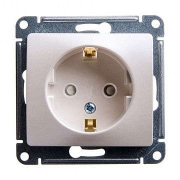 Розетка GLOSSA, скрытый монтаж, с заземлением, со шторками, перламутр GSL000645 Schneider Electric