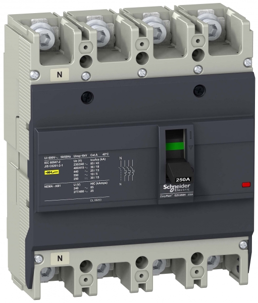 Автоматический выключатель EZC250 36 кА/415В 4П3Т 225 A EZC250H4225 Schneider Electric