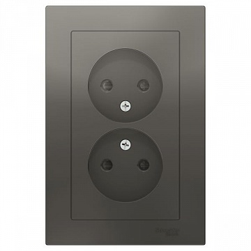 Розетка двухместная ATLASDESIGN, скрытый монтаж, со шторками, сталь ATN000922 Schneider Electric