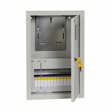 Распределительный шкаф ЩУРв 12 мод., IP31, встраиваемый, сталь, серая дверь, с клеммами код. MKM25-V-12-31-ZO IEK