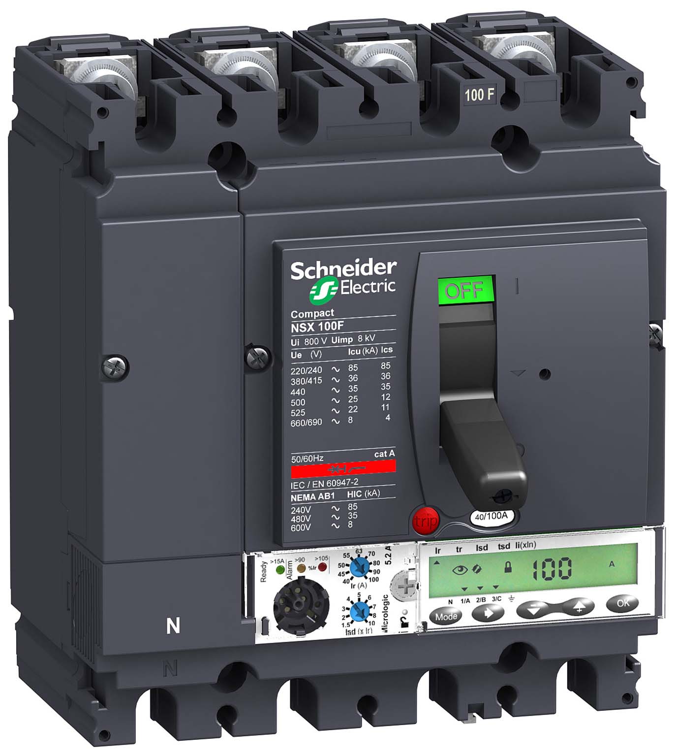 Автоматический выключатель 4П4Т MICR. 5.2A 40A NSX100H LV429804 Schneider Electric