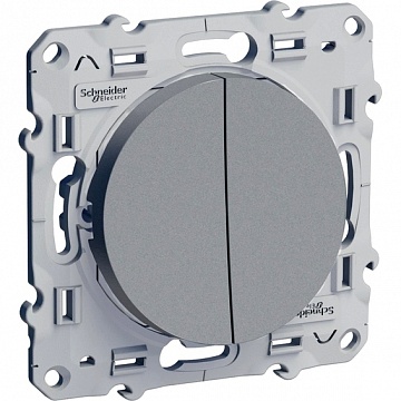 Выключатель 2-клавишный ODACE, скрытый монтаж, алюминий S53R211 Schneider Electric