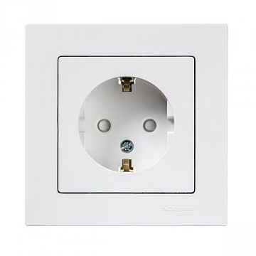 Розетка ATLASDESIGN, скрытый монтаж, с заземлением, со шторками, белый ATN000144 Schneider Electric
