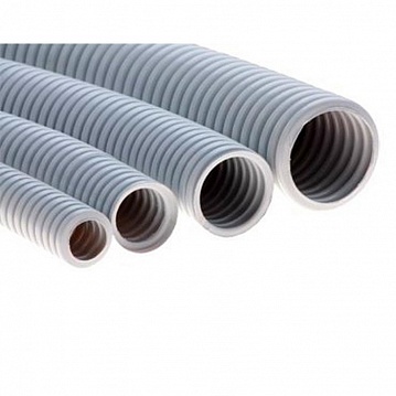Труба ПВХ гибкая гофр. д.25мм, сверхтяжёлая без протяжки, 50м, цвет серый (упак. 50м) 90525 DKC