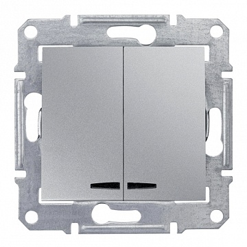 Выключатель 2-клавишный SEDNA, с подсветкой, скрытый монтаж, алюминий SDN0300360 Schneider Electric