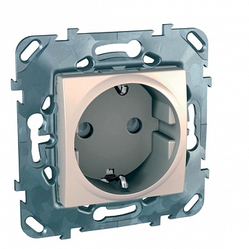 Розетка UNICA, скрытый монтаж, с заземлением, со шторками, бежевый MGU5.037.25ZD Schneider Electric