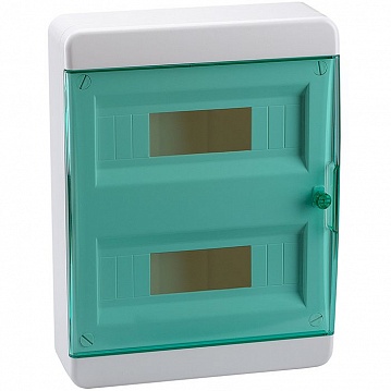 Распределительный шкаф OptiBox P, 24 мод., IP41, навесной, пластик, прозрачная зеленая дверь 117926 КЭАЗ