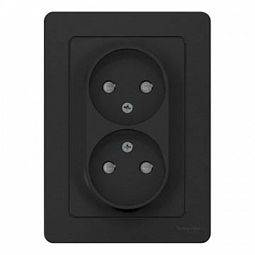 Розетка двухместная BLANCA, скрытый монтаж, со шторками, антрацит BLNRS000126 Schneider Electric