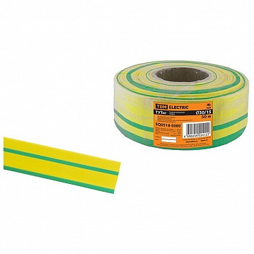 Термоусаживаемая трубка ТУТнг 30/15 желто-зеленая (50 м/ролл) SQ0518-0080 TDM