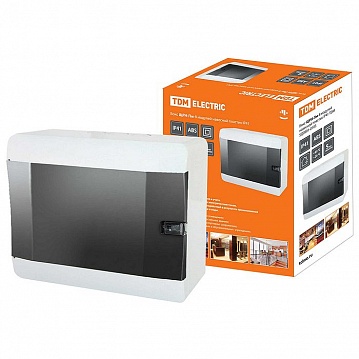 Распределительный шкаф ЩРН-Пм, 8 мод., IP41, навесной, пластик, дымчатая дверь, с клеммами SQ0901-0103 TDM