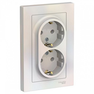 Розетка двухместная ATLASDESIGN, скрытый монтаж, с заземлением, жемчуг ATN000424 Schneider Electric