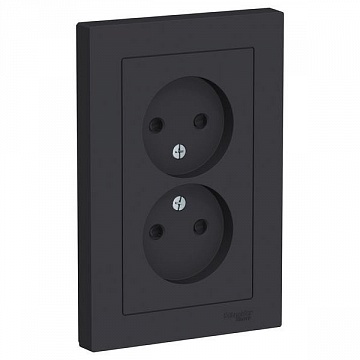 Розетка двухместная ATLASDESIGN, скрытый монтаж, со шторками, карбон ATN001022 Schneider Electric