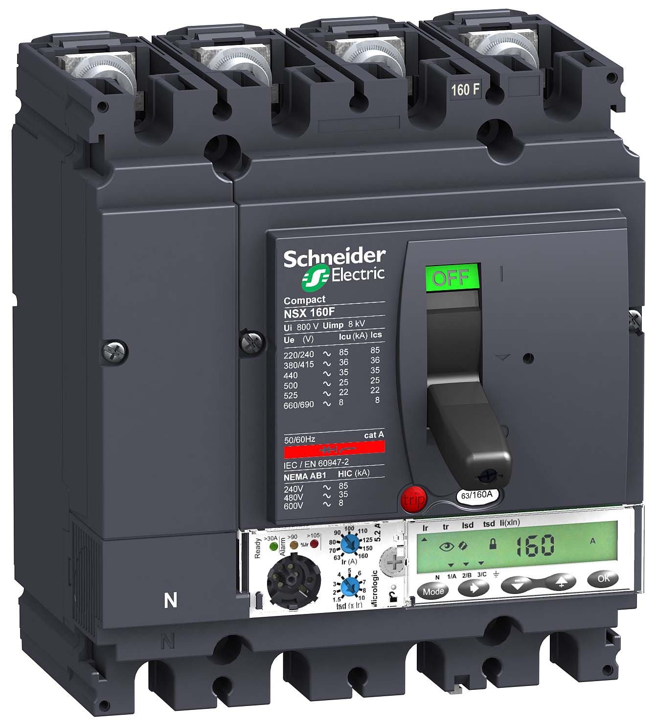 Автоматический выключатель 4П4Т MICR. 5.2A 100A NSX160H LV430805 Schneider Electric
