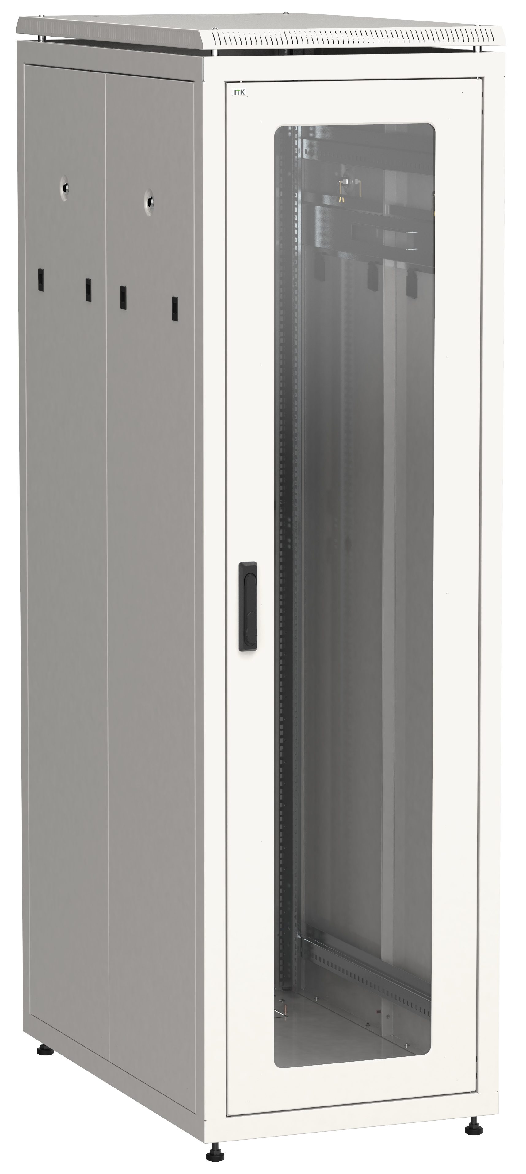 ITK LINEA N Шкаф напольный сетевой 19" 47U 800х1000мм стеклянная передняя дверь задняя перфорированная серый LN35-47U81-GP IEK