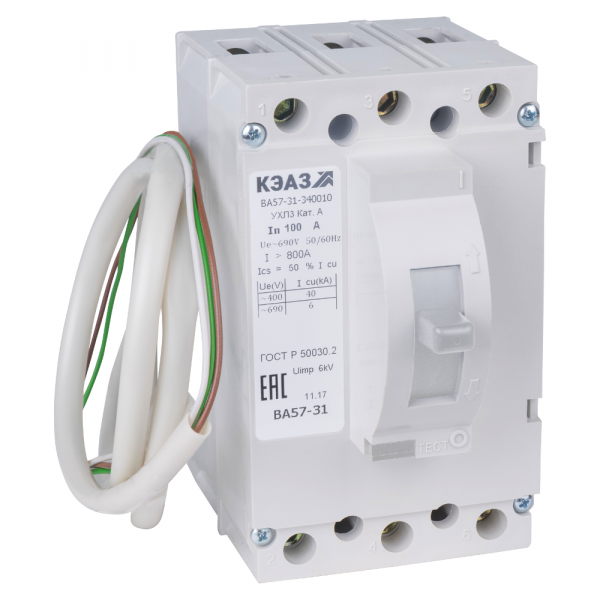 Выключатель автоматический ВА57-31-341810-16А-400-690AC-НР230AC/220DC-УХЛ3 108477 КЭАЗ