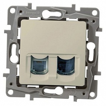 Розетка компьютерная 2xRJ45 Cat.5 ETIKA, слоновая кость 672352 Legrand