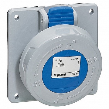 Розетка встраиваемая - P17 Tempra Pro - IP 66/67 - 200/250 В~ - 16 A - 3К+З 555385 Legrand