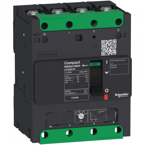 Автоматический выключатель 4П4Т NSXm 36kA TM80D каб.наконеч./шины LV426376 Schneider Electric