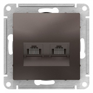 Розетка компьютерная 2xRJ45 Cat.5 ATLASDESIGN, мокко ATN000685 Schneider Electric