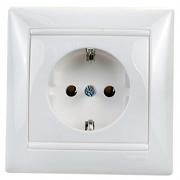 Розетка VALENA CLASSIC, скрытый монтаж, с заземлением, белый 774423 Legrand