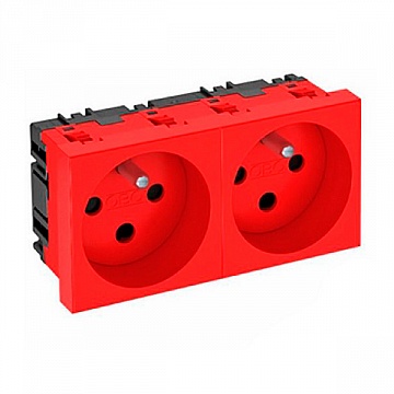 Розетка двухместная OBO Bettermann MODUL 45, скрытый монтаж, с заземлением, красный 6120108 OBO Bettermann