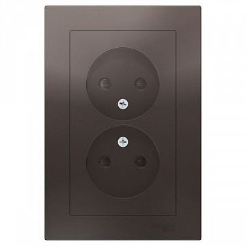 Розетка двухместная ATLASDESIGN, скрытый монтаж, со шторками, мокко ATN000622 Schneider Electric